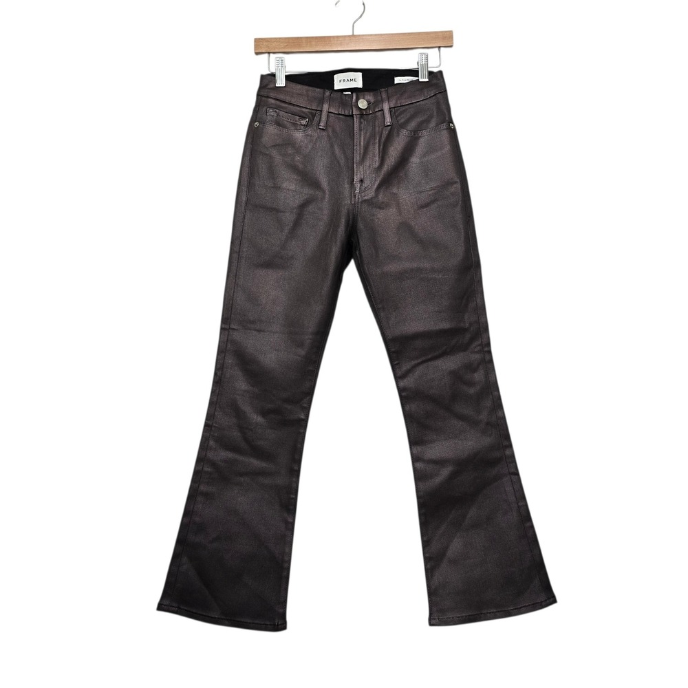 FRAME Le Crop Mini Boot Coated Jeans Mahogany Brown LCMB208 Size 27 Slim Bootcut